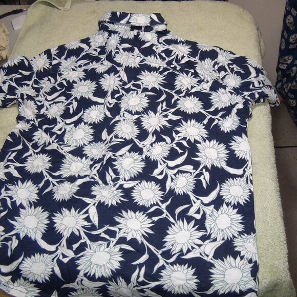 Goodfellow Men's Button-Up Short Sleeve Shirt Navy Blue Floral Print M, L - Picture 12 of 14